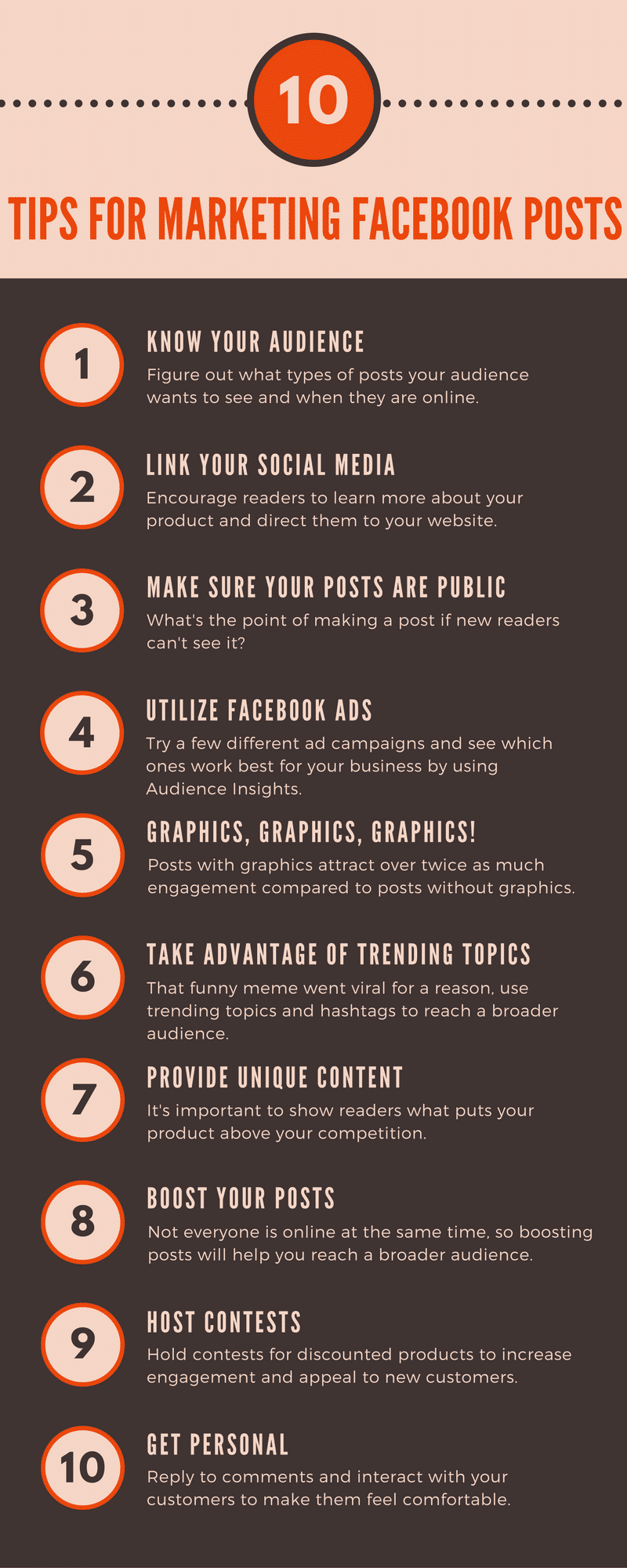 10 Tips For Facebook Posts infographic
