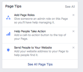 page tips on a facebook business page
