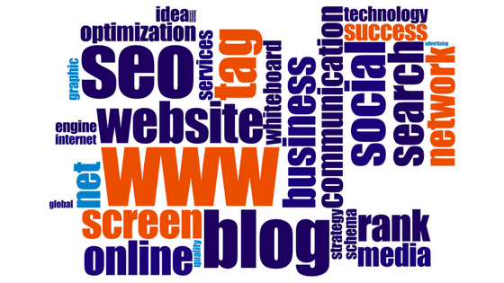 wordcloud of seo related terms